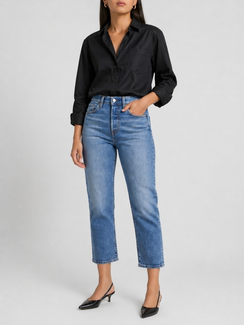 Levi’s Wedgie Straight Jeans Jive Sound Cropped Button Fly 27